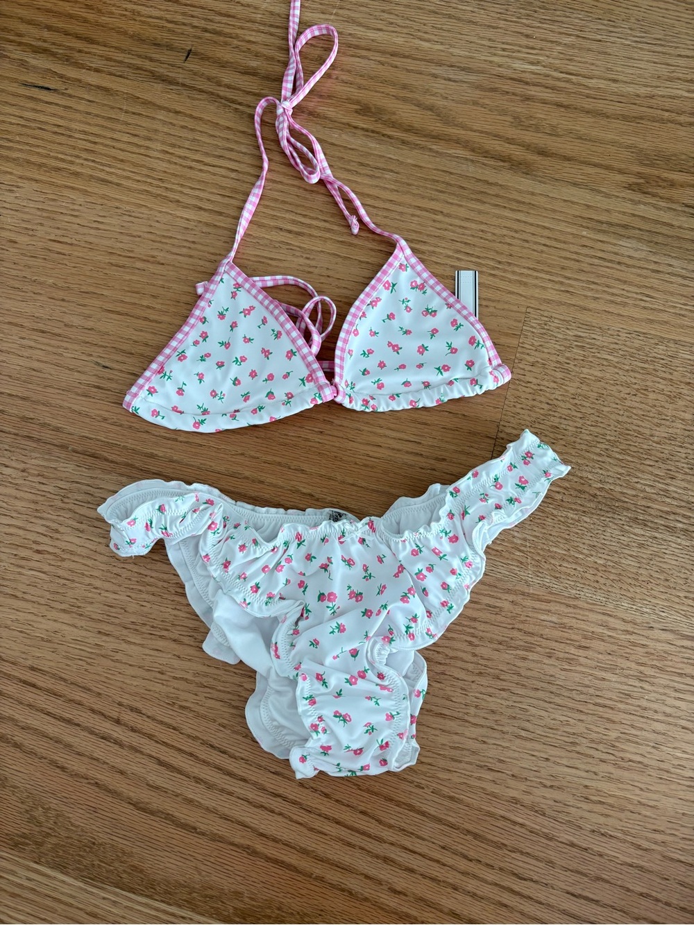 Frankie’s Bikinis Floral Ruffle Bikini Set